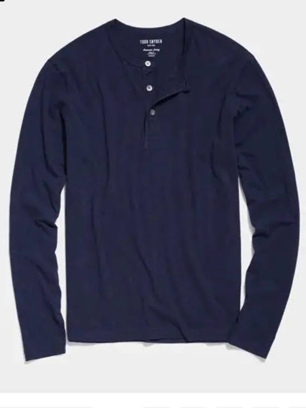 Todd Snyder New York Premium Jersey Long Sleeve Henley Navy Minimalist-Medium